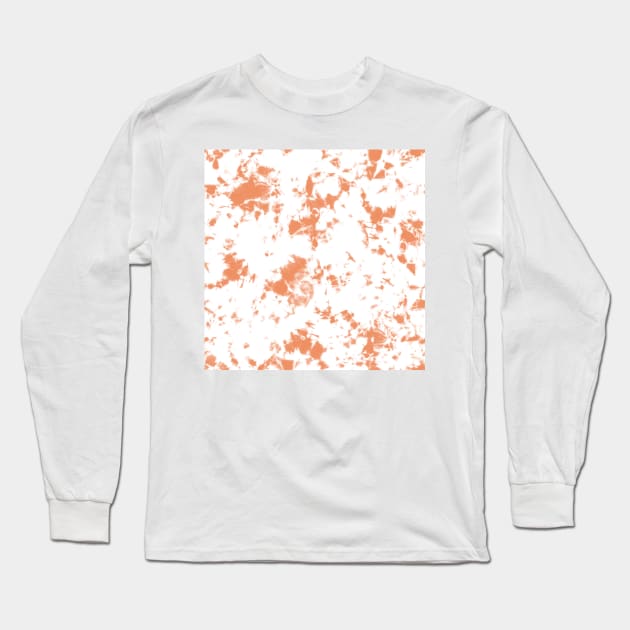 Peach orange and white marble - Tie-Dye Shibori Texture Long Sleeve T-Shirt by marufemia